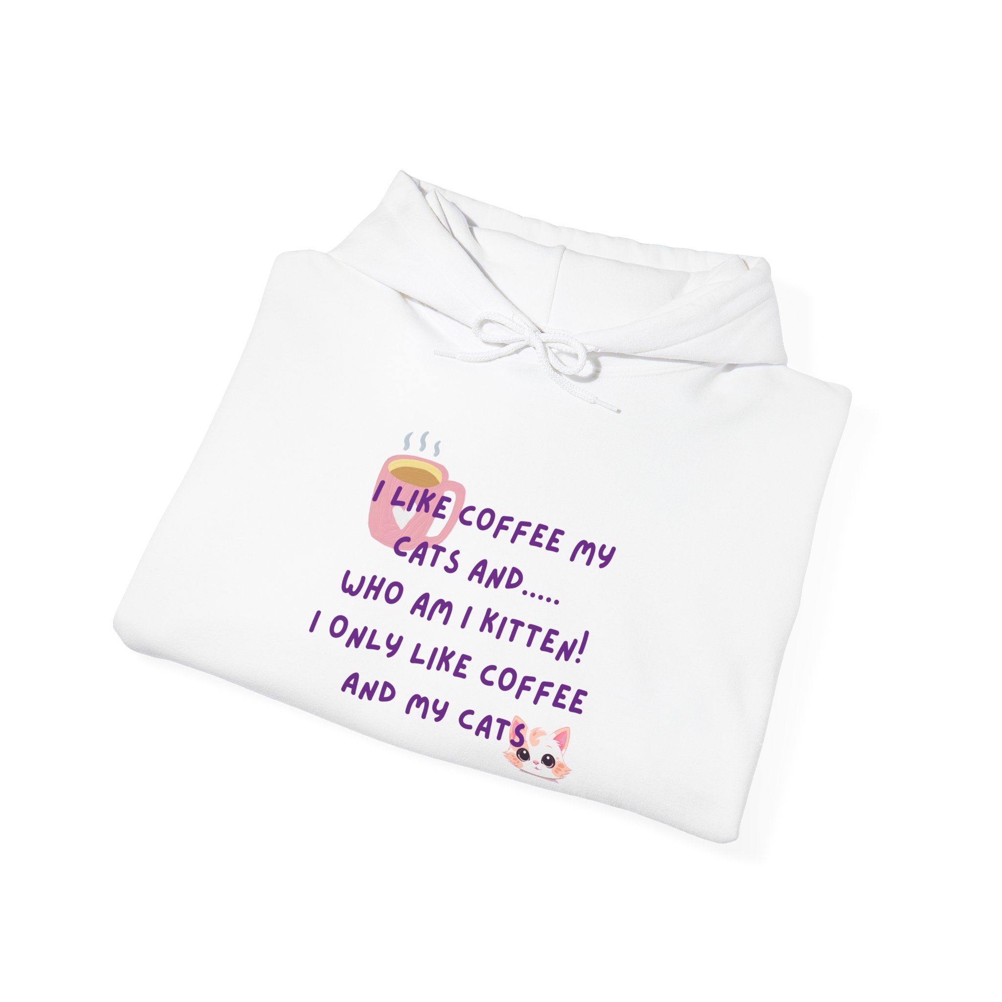 Cat Lover Coffee Hoodie — "I Like Coffee, My Cats and..." Cute Kitten Graphic Hoodie
