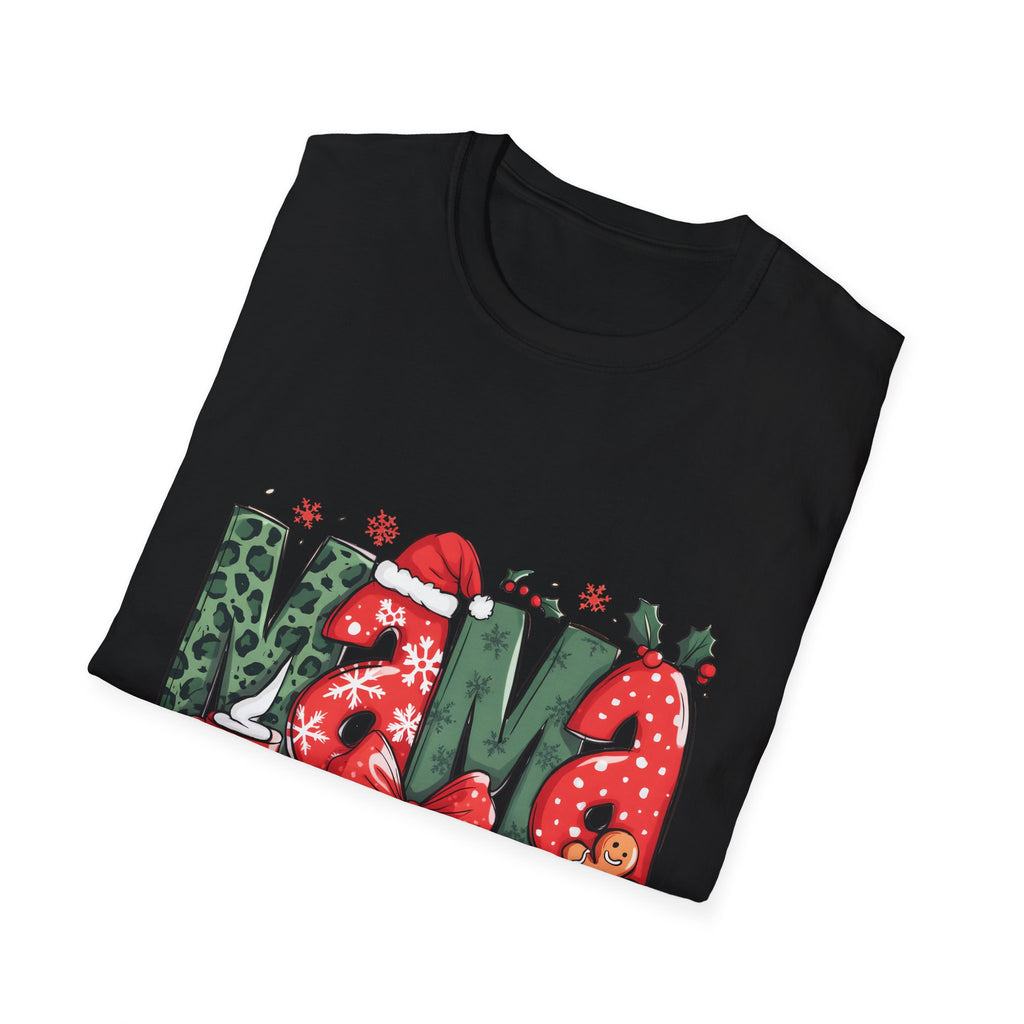 Christmas Mama T-Shirt — Festive 'Mama' Holiday Tee with Santa Hat, Gingerbread & Bow