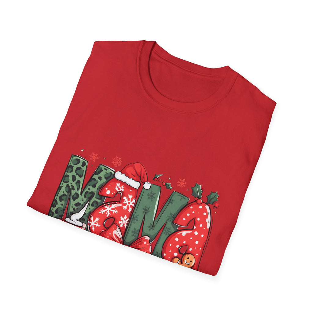 Christmas Mama T-Shirt — Festive 'Mama' Holiday Tee with Santa Hat, Gingerbread & Bow