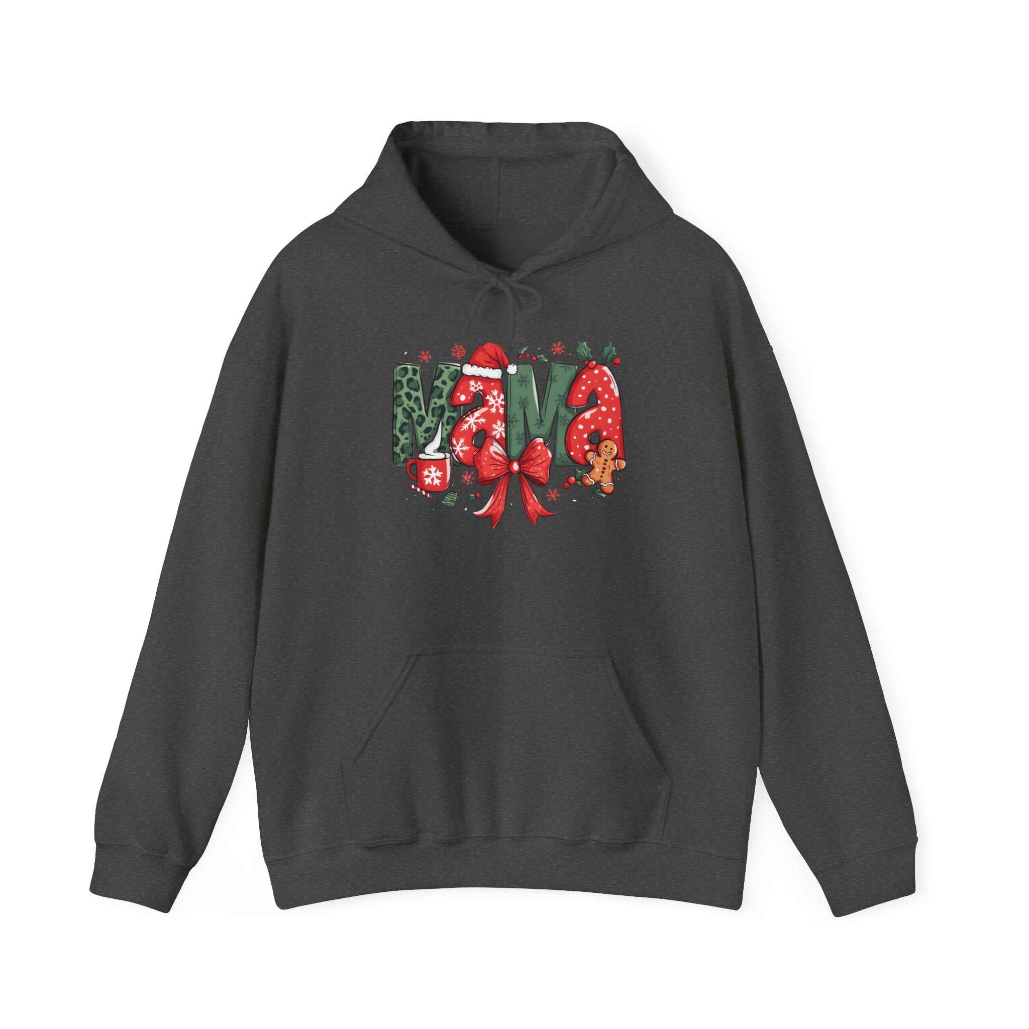 Mama Christmas Hoodie – Festive Holiday Mama Sweatshirt with Gingerbread & Wreath Design